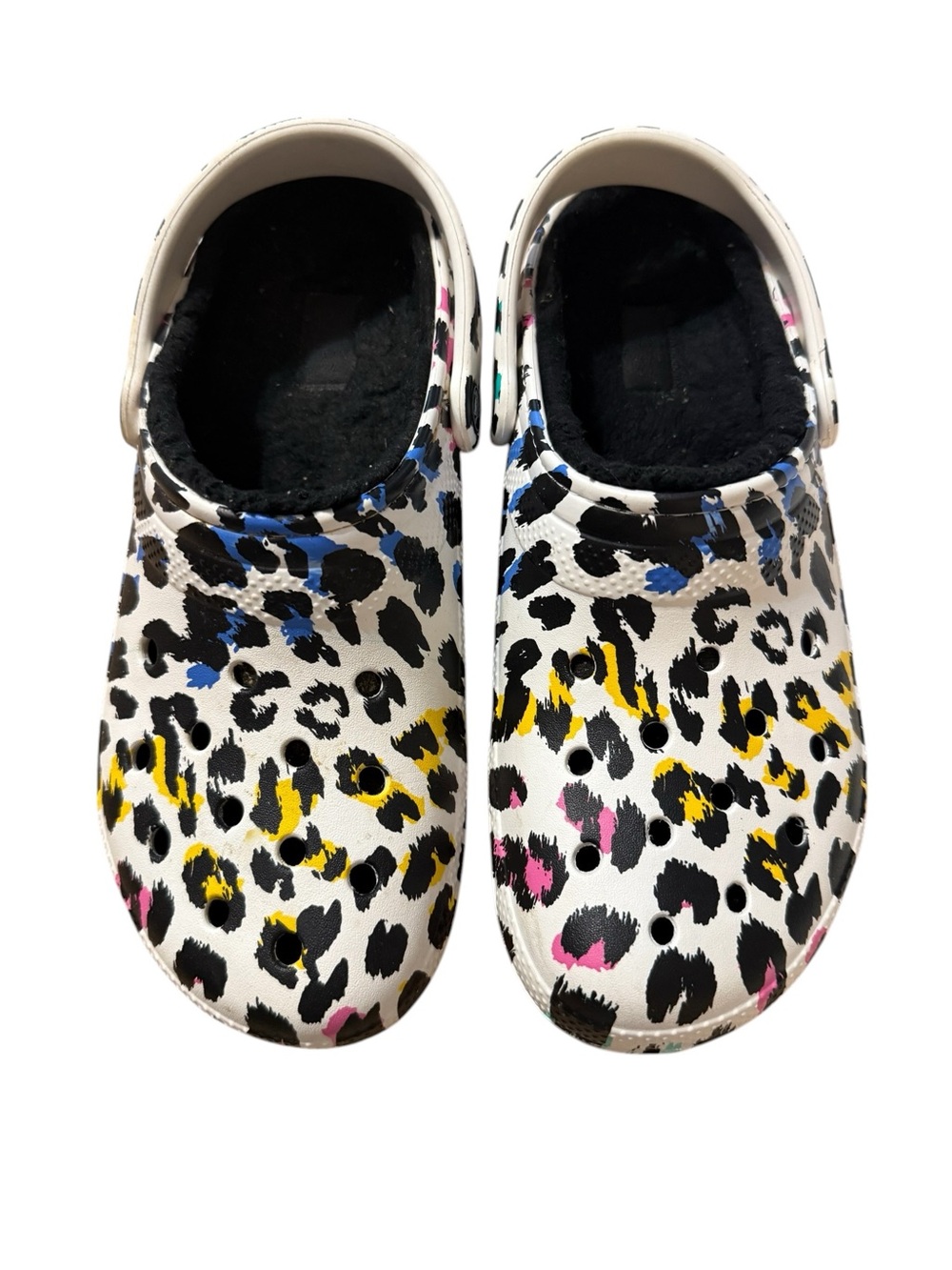 CROCS CLASSIC LINED ANIMAL CLOGS multi leopard W10 M8
